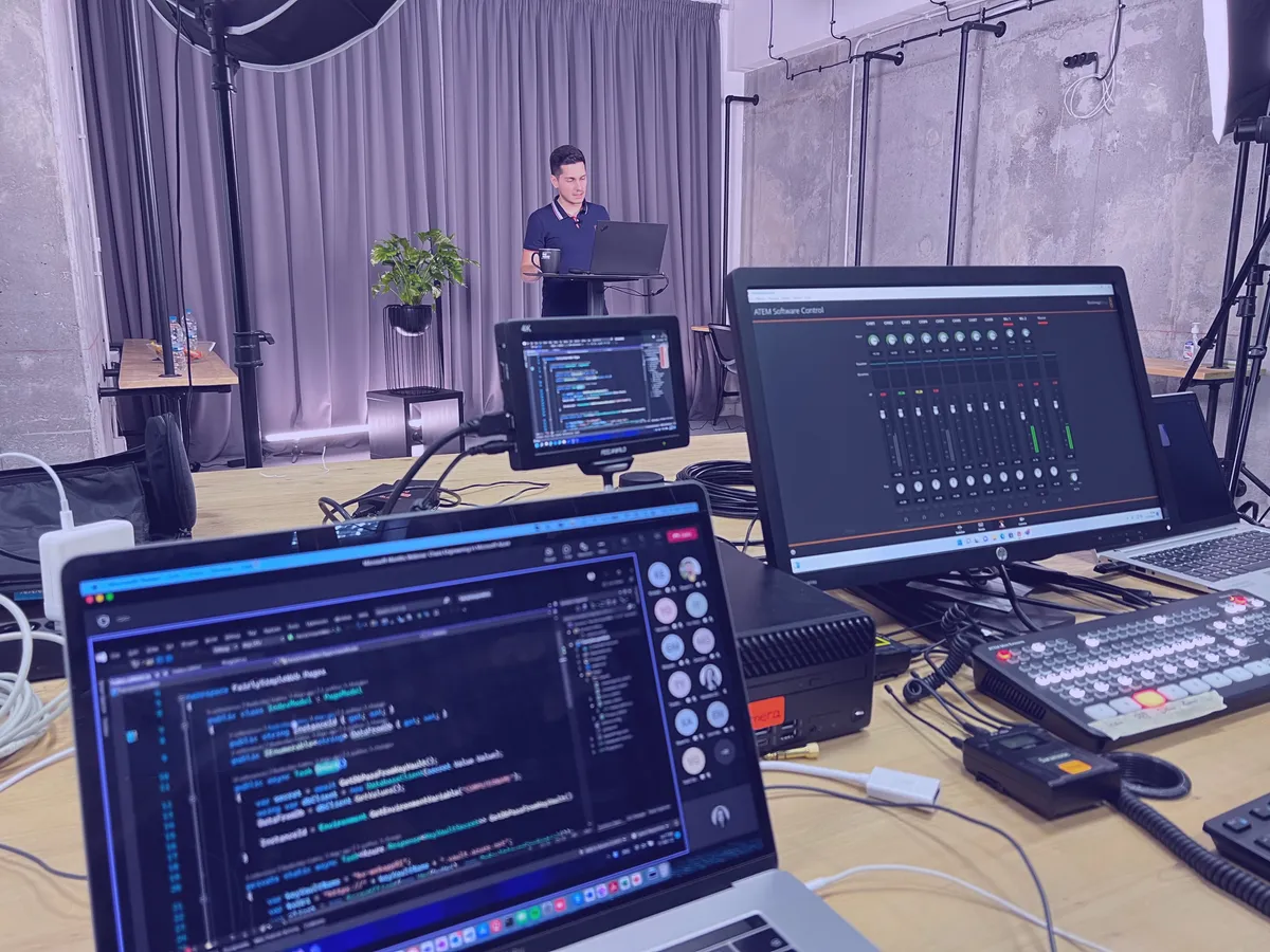 Radoslav presenting on stage